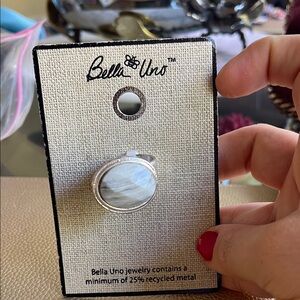 Silver and White Stone Ring